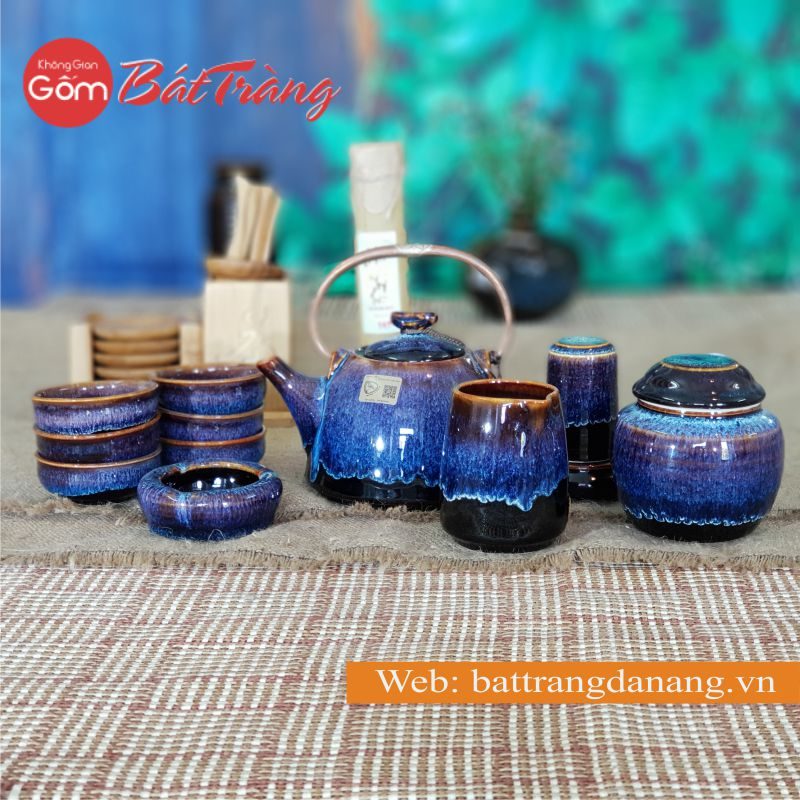 Bộ ấm chén men hỏa biến tuyệt đẹp