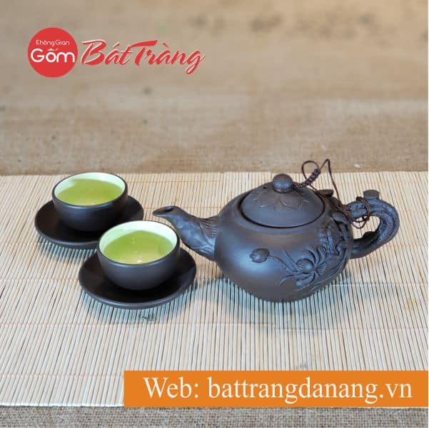 Bộ trà đắp tách lót sen