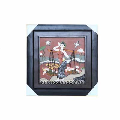 Tranh gốm Thiếu nữ gánh sen