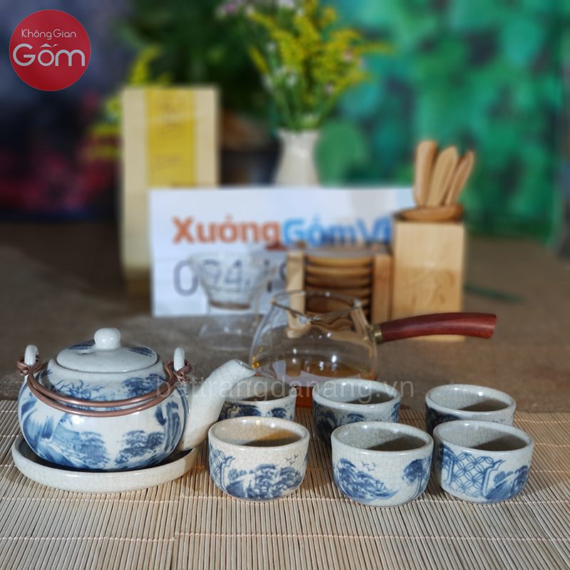 Ấm chén men rạn Bát Tràng 