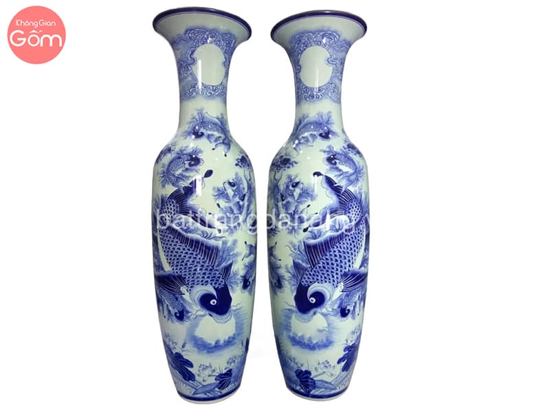 Cặp lục bình sen chép men lam