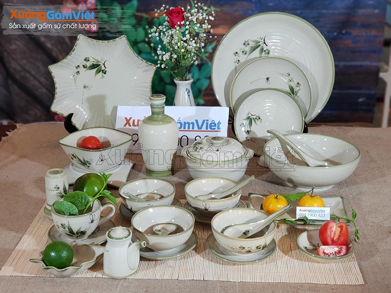 Bộ bát đĩa vẽ chuồn