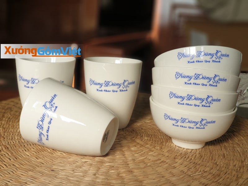 Bộ bát đĩa in logo cho quán ăn
