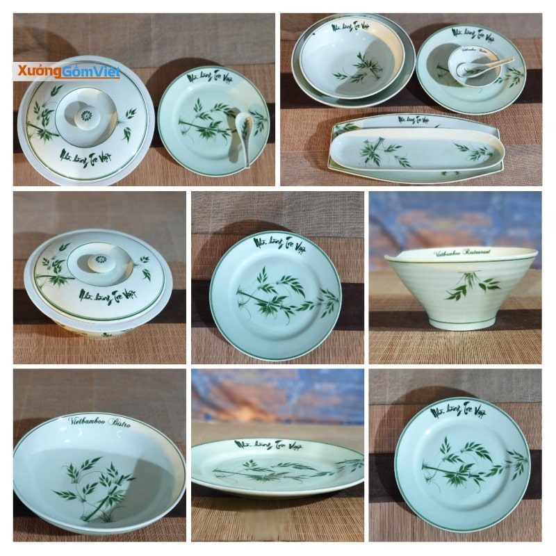 Bộ bát đĩa in logo nhà hàng