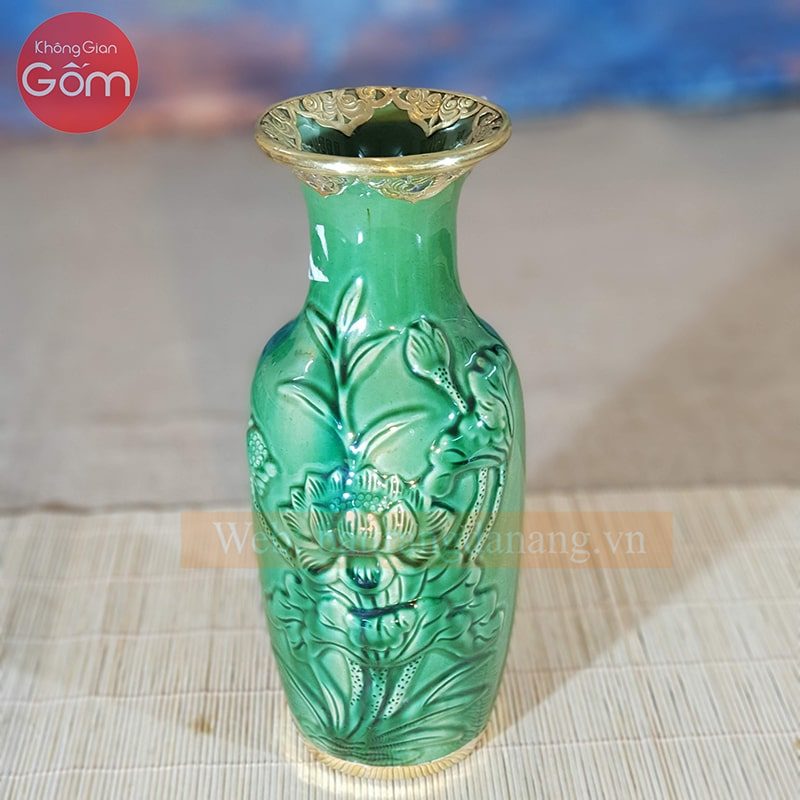 Bình hoa đồ thờ men lục bảo