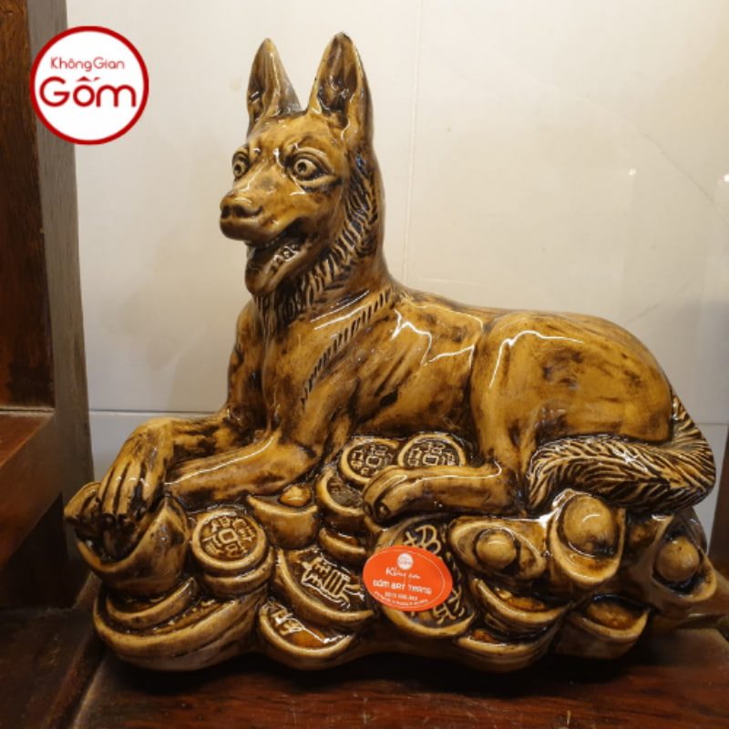 Tượng con Chó bằng sứ