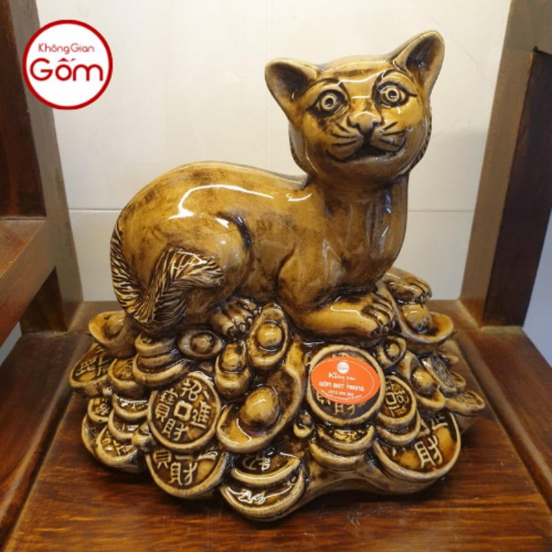 Tượng Mèo làm bằng sứ Bát Tràng chất lượng cao