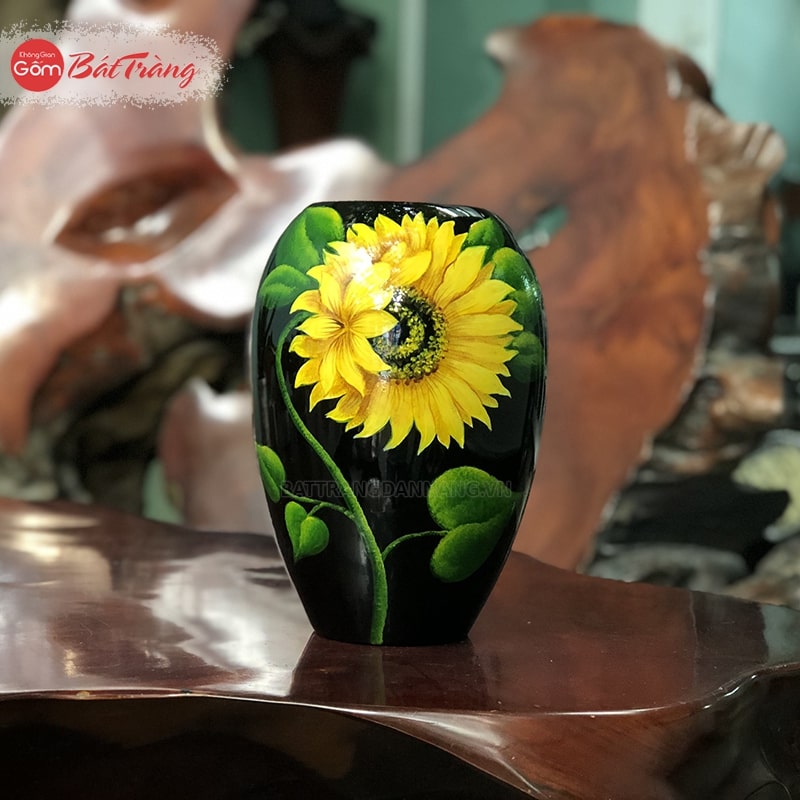 Vò xoài cắm hoa sứ vẽ tay 3D