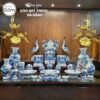 Bộ đồ thờ có đỉnh hạc men lam hoạ tiết song long liên hoa tại Đà Nẵng BT-BĐT43