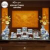 Bộ đồ thờ men lam vẽ vàng họa tiết song long liên hoa tại Đà Nẵng BT-BĐT01