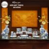 Bộ đồ thờ men lam vẽ vàng họa tiết song long liên hoa tại Đà Nẵng BT-BĐT09