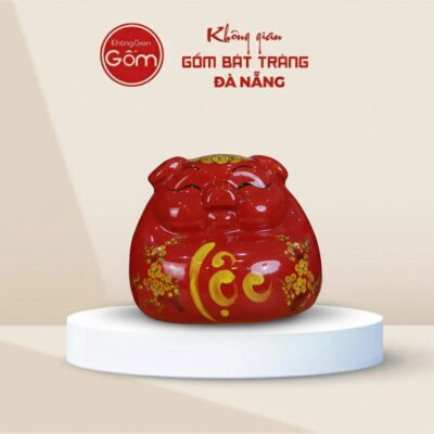 Heo Đất Tài Lộc bụng phệ dáng đứng Màu đỏ Họa Tiết Hoa Mai vàng - Ảnh đại diện