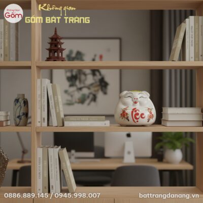 Kệ sách gỗ trong một không gian làm việc hiện đ...