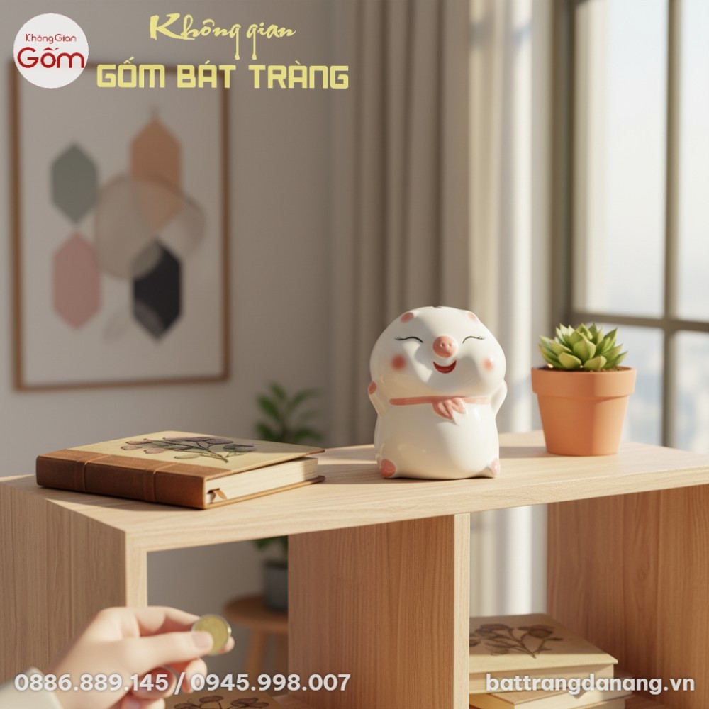 Chú heo đất bánh bao trắng ngộ nghĩnh đặt trên ...