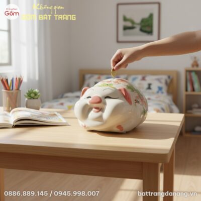 Ánh sáng tự nhiên chiếu rọi chú lợn đất Bát Trà...