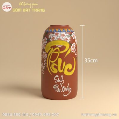 Kích thước Bình Hoa Dáng Chuông Họa Tiết Chữ "Phúc" BT-BH144