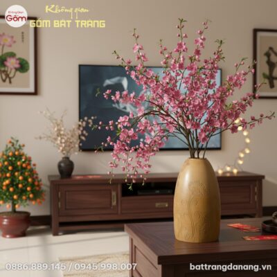 Bình hoa dáng chuông men nâu đất 52cm, cắm một ...