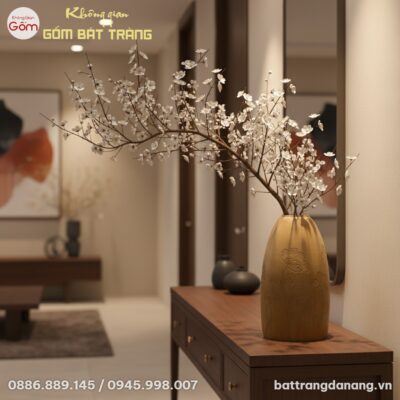 Bình hoa dáng chuông men nâu đất 52cm cắm cành ...