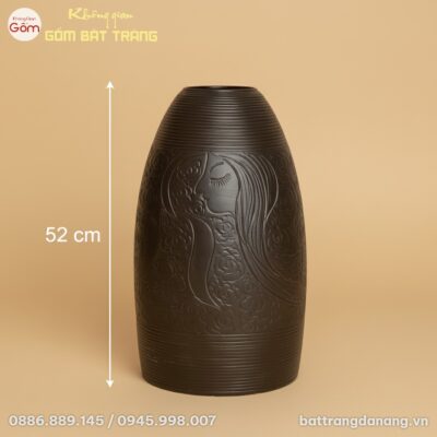 Kích thước Bình Hoa "Thiên Nữ Mộng" Men Nâu Đen Gốm Bát Tràng BT-BH152
