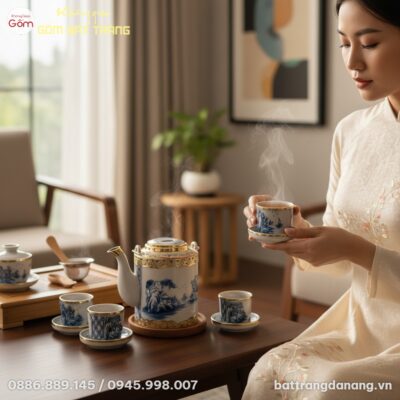 Một người phụ nữ Việt Nam thanh lịch, mặc áo dà...