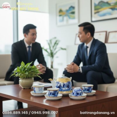 cận cảnh Bộ Trà Dáng Chân Váy Họa Tiết Trúc Lâm...