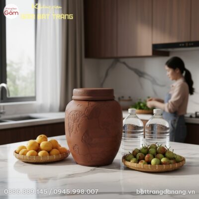 cận cảnh Chum ngâm rượu gốm sành kích cỡ lớn 20...