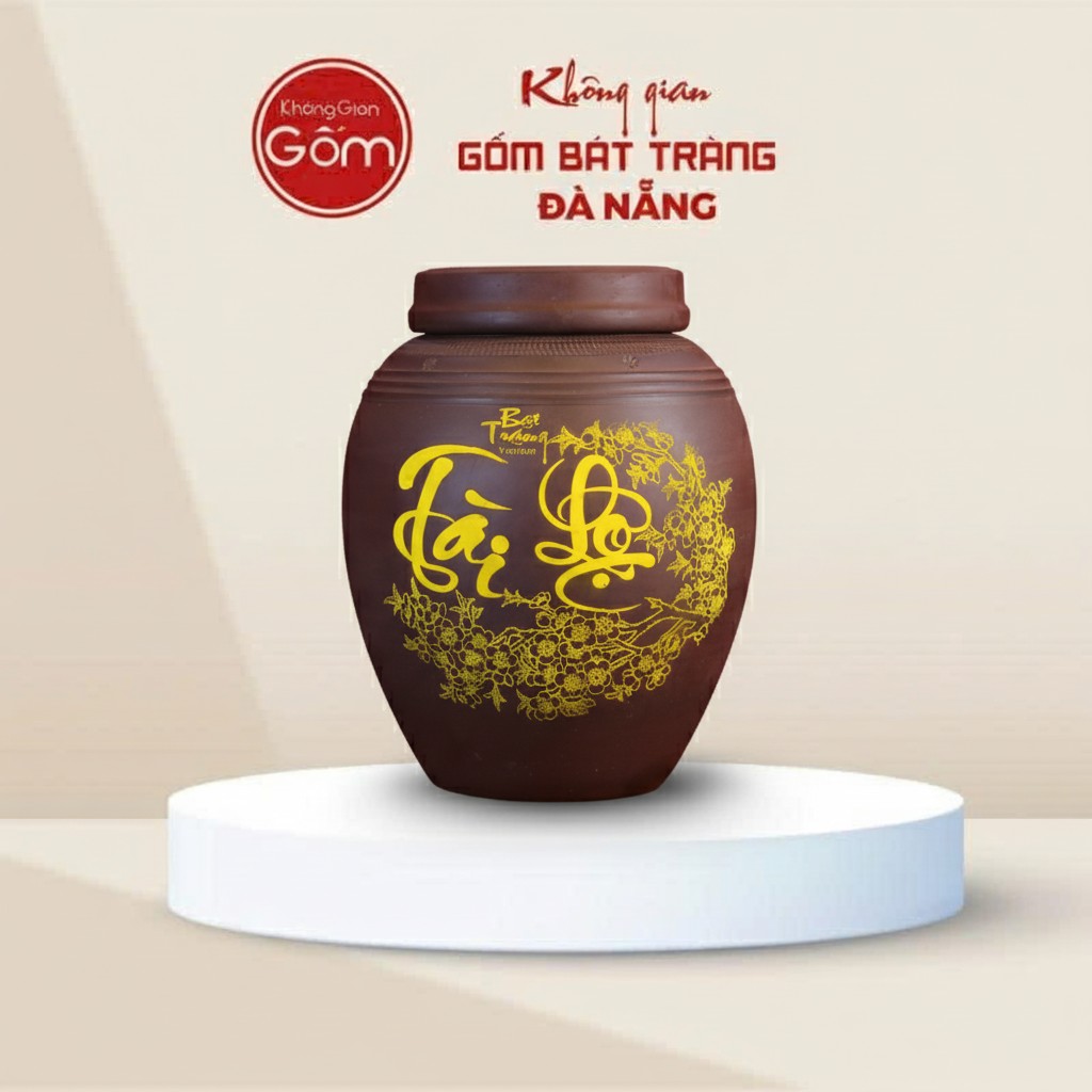 Chum Ngâm Rượu Tài Lộc Hoa Mai Gốm Sành Bát Tràng BT-CR07