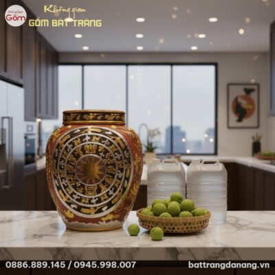 Chum ngâm rượu Trống Đồng dát vàng Bát Tràng lớ...