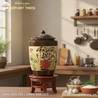 Chum đựng gạo Bát Tràng 30L với men nâu bóng và...