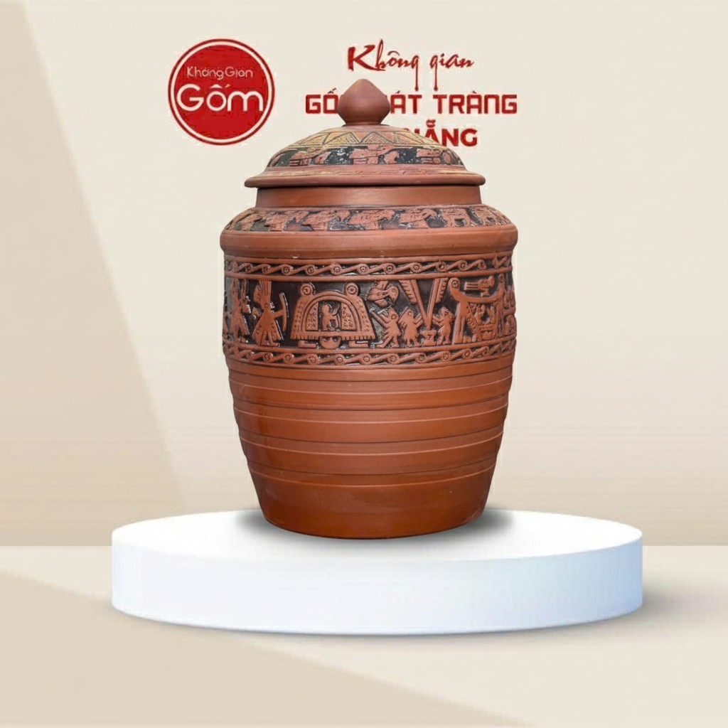 Chum Đựng Gạo Đông Sơn Âu Lạc Khắc Nổi BT-HG04