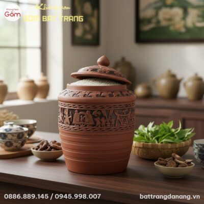 Cận cảnh chum đựng gạo Đông Sơn Âu Lạc khắc nổi...