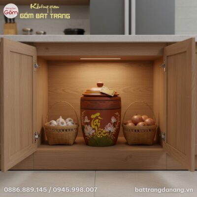 Chiếc Hũ Đựng Gạo Bát Tràng Tài Lộc Hoa Sen Vẽ ...