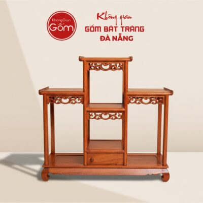 Kệ Tam Cấp Trưng Bày Gỗ Cao Cấp Chạm Khắc BT-DG03 - Ảnh đại diện