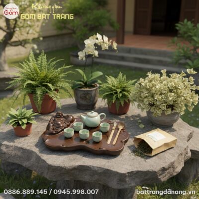 góc chụp trên cao xuống, cận cảnh Khay pha trà ...