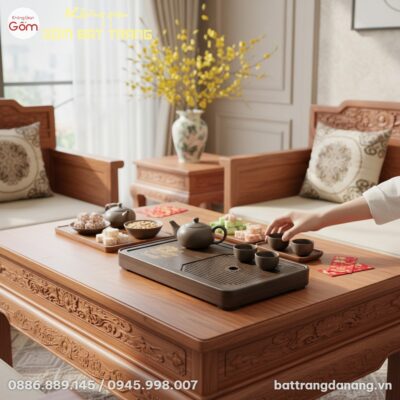 góc chụp từ trên cao xuống, cận cảnh Khay trà g...