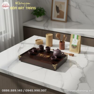 góc chụp trên cao xuống, cận cảnh vào khay trà ...