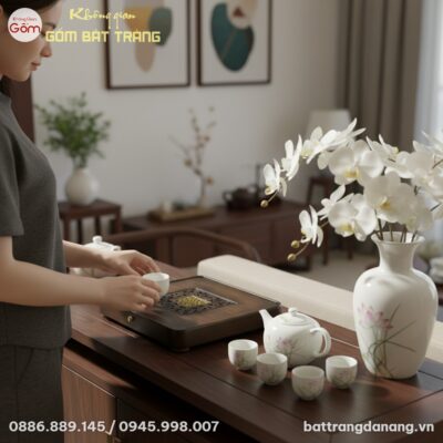 Khay trà gỗ thiền Kim Cát Tường đặt trang nhã t...