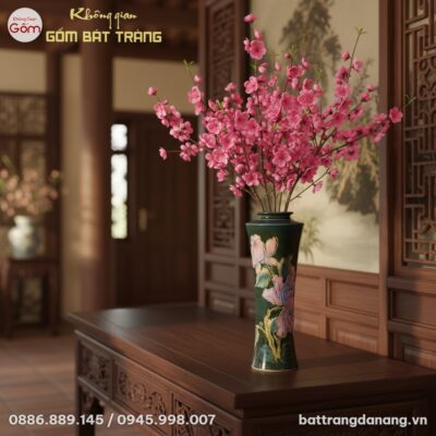 Chi tiết lọ hoa gốm sứ Bát Tràng dáng trúc cao ...