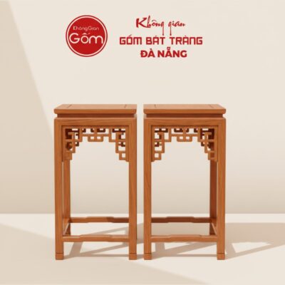 Đôn Gỗ Vuông Trạm Khắc Hoa Văn Triện Cổ Điển BT-DG07 - Ảnh đại diện