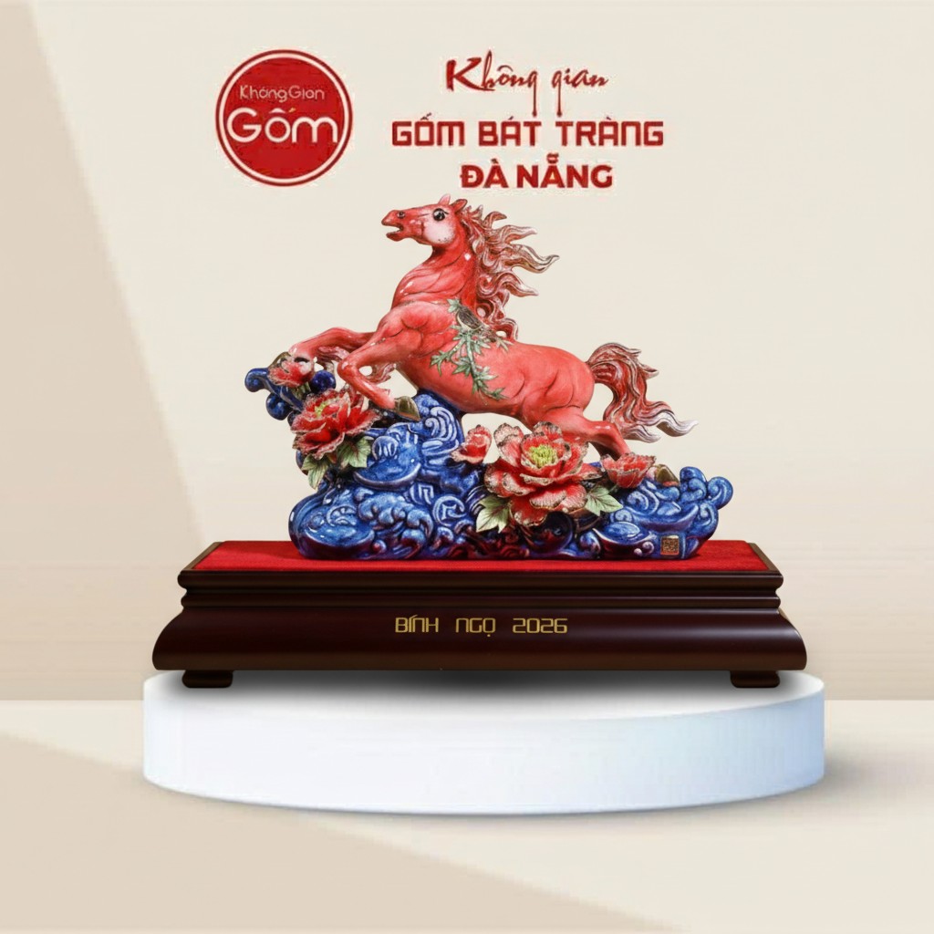 Tượng Gốm Sứ Hùng Vân Mã Bính Ngọ 2026 Bát Tràng BT-TG02