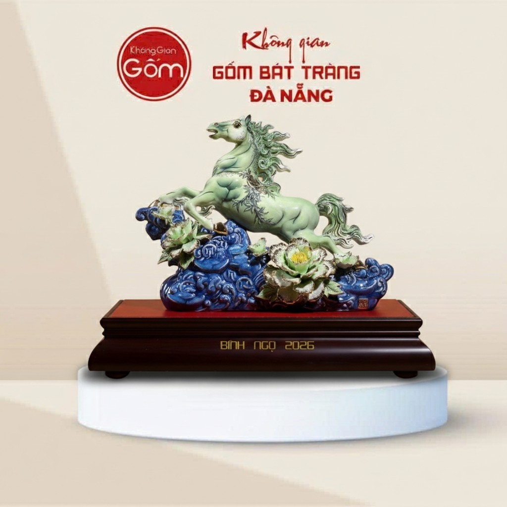 Tượng Ngựa Phi Nước Đại Bính Ngọ 2026 Vẽ Vàng BT-TG03