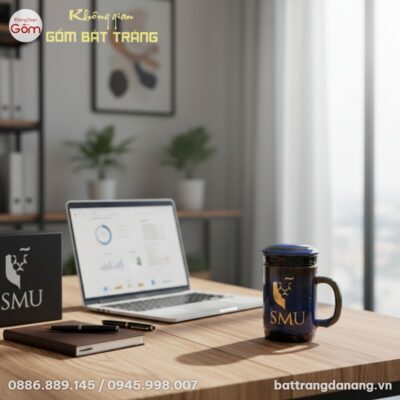 Ly sứ lọc trà Gốm Bát Tràng Đà Nẵng in logo màu...