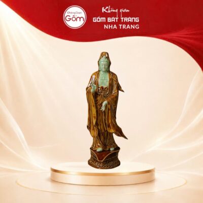 Tượng Quán Thế Âm Bồ Tát men ngọc hoàng thổ NT-TP01