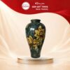 Lọ Hoa Gốm Sứ Dáng Đùi Dế Men Rêu Vẽ Hoa Sen Vàng NT-LH02