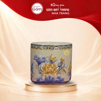 Bát hương thờ hoạ tiết rồng men lam vẽ vàng cao cấp NT-ĐT02 - Ảnh đại diện