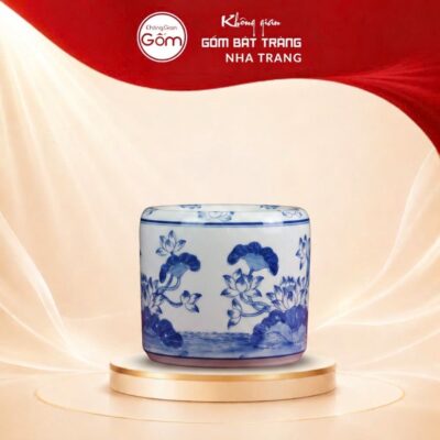 Bát hương thờ hoạ tiết sen men lam cao cấp NT-ĐT03 - Ảnh đại diện