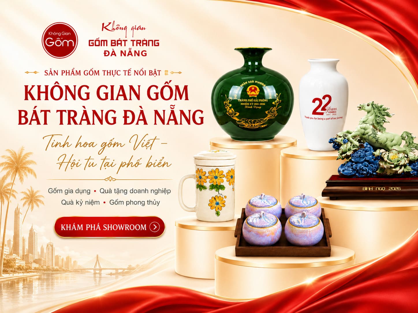 Bình hoa Bát Tràng họa tiết tinh xảo