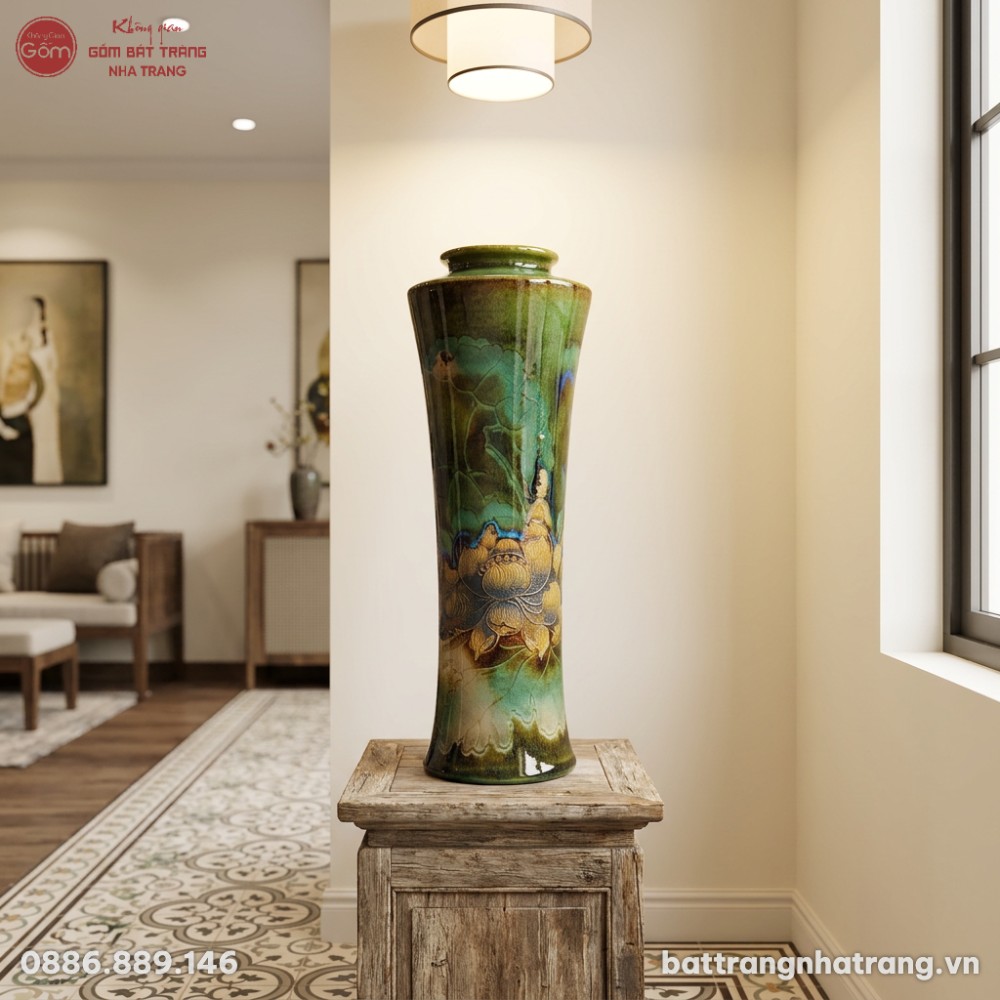 Bình gốm men hỏa biến cao 44cm đặt trang trọng ...
