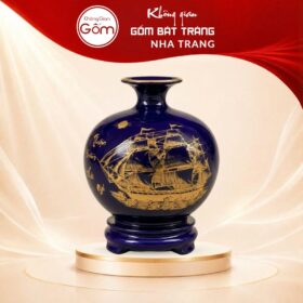 Bình Hút Lộc Bát Tràng men xanh coban vẽ vàng Thuận Buồm Xuôi Gió in logo NT-HLQT01 - Ảnh đại diện