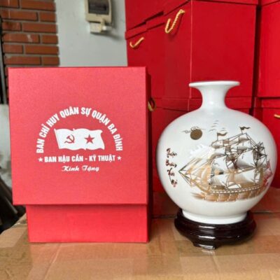 Bình Hút Lộc Thuận Buồm Xuôi Gió Men Trắng In Logo NT-HLQT03 - Chi tiết 2